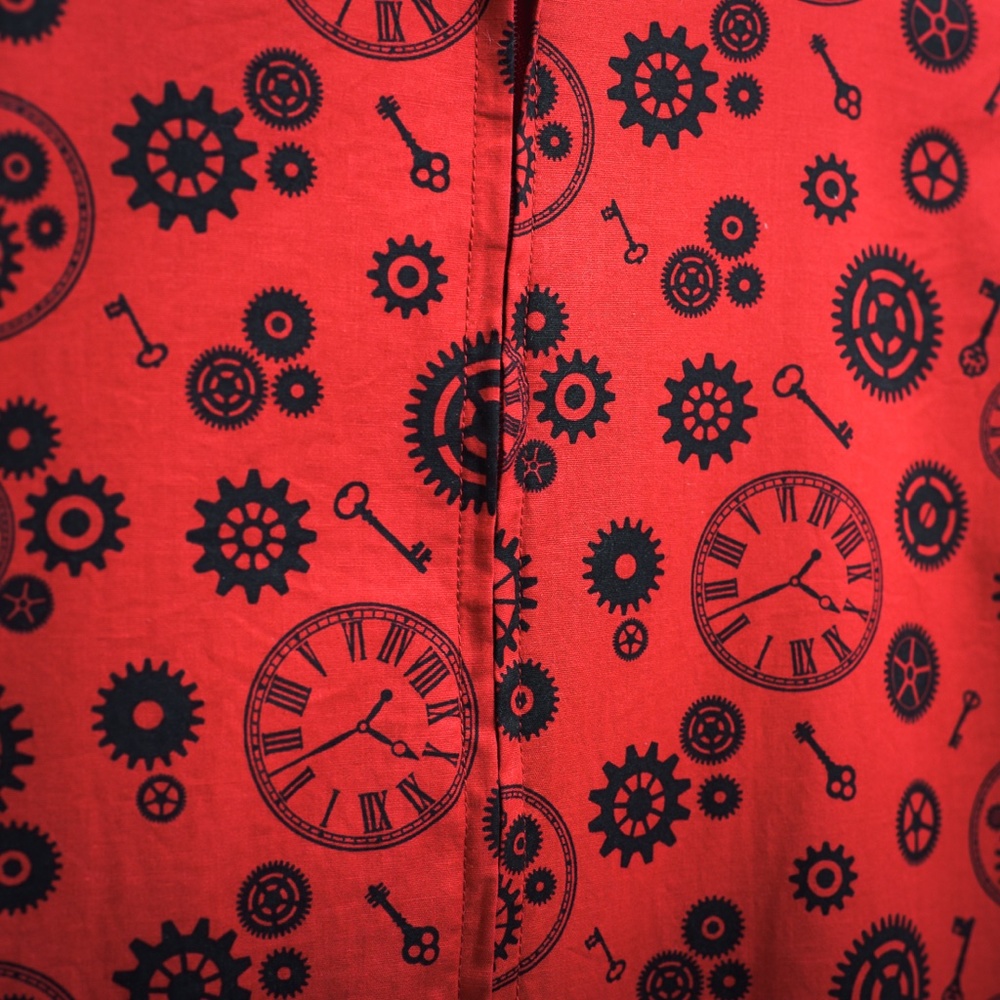 Whimisigoth Hot Topic Clock Lace Red Black Bright Dress XL - Picture 10 of 16